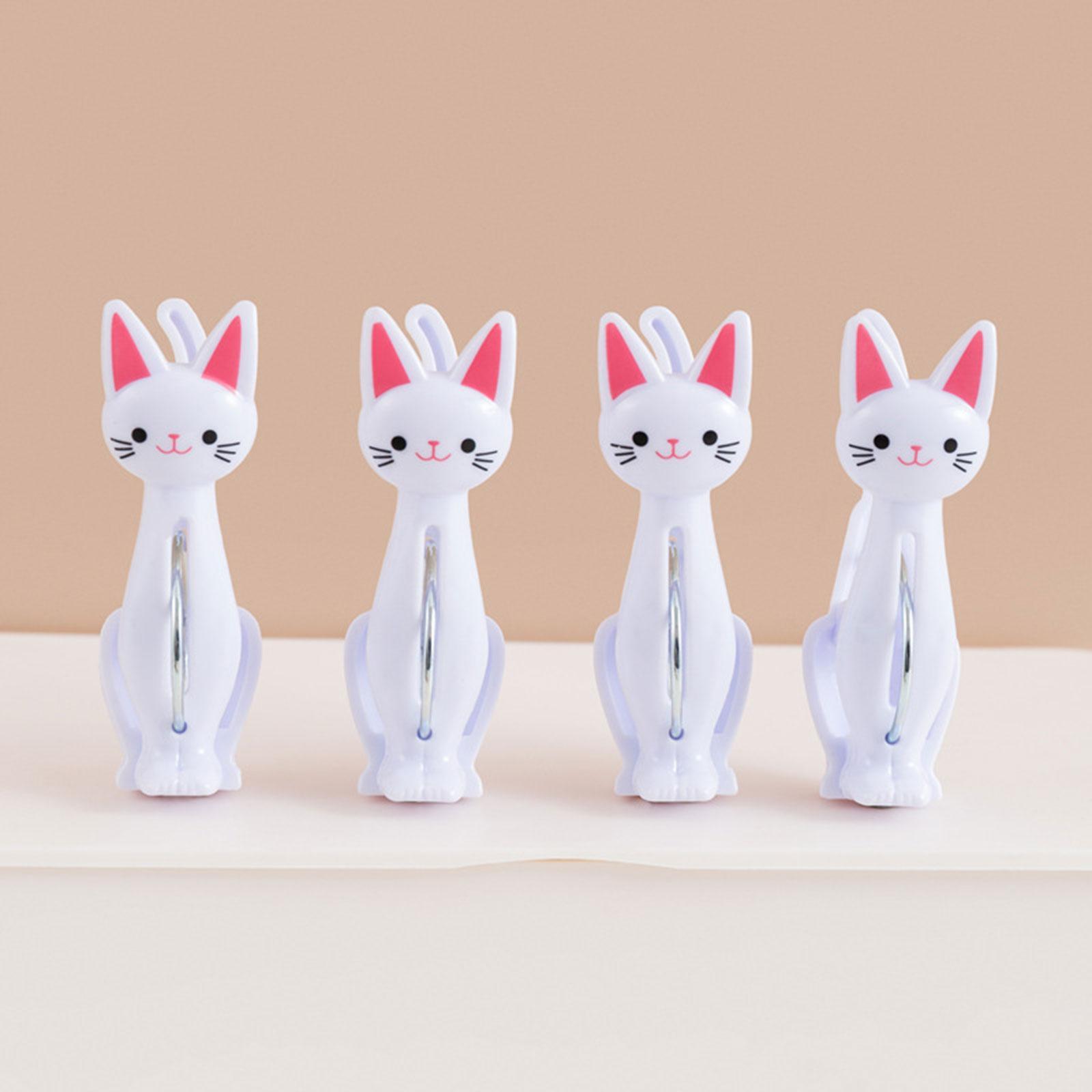 4x Cat Cartoon Clip Clothes Pin Durable Drying Rack Hanging Pegs Clamps for Laundry Camping