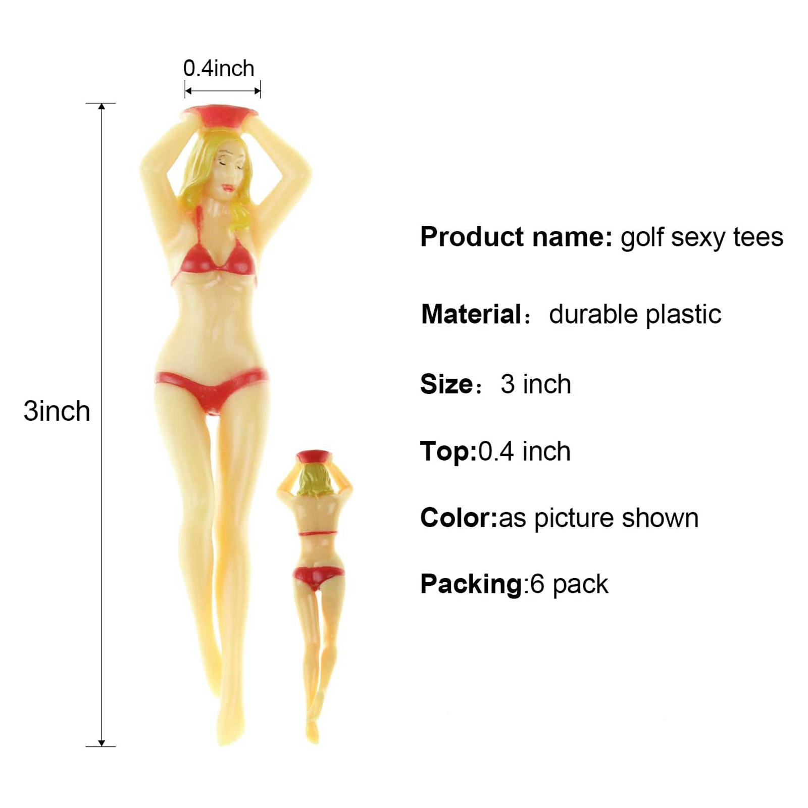 6pcs 3 Inch Plastic Golf Tees Lady Tees Woman Golf Tees Bikini Lady Body Golf Tees for Golf Training Professional Golf Tees Golfer Gift Accessory
