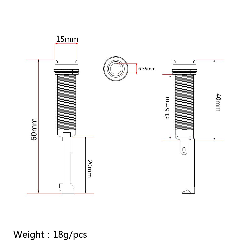 Sunnimix 6.35 Mm 1/4 Inch Đàn Guitar Cuối Chân Jack Cắm Ổ Cắm Đàn Guitar Điện Bass