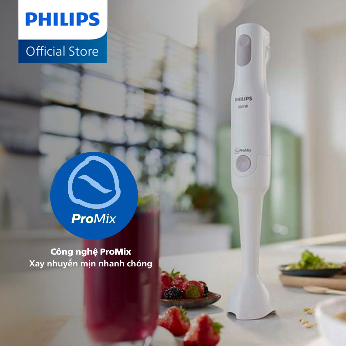 Máy xay cầm tay PHILIPS Promix HR2531 /00 650W thanh tay nhựa - Hàng Chính Hãng