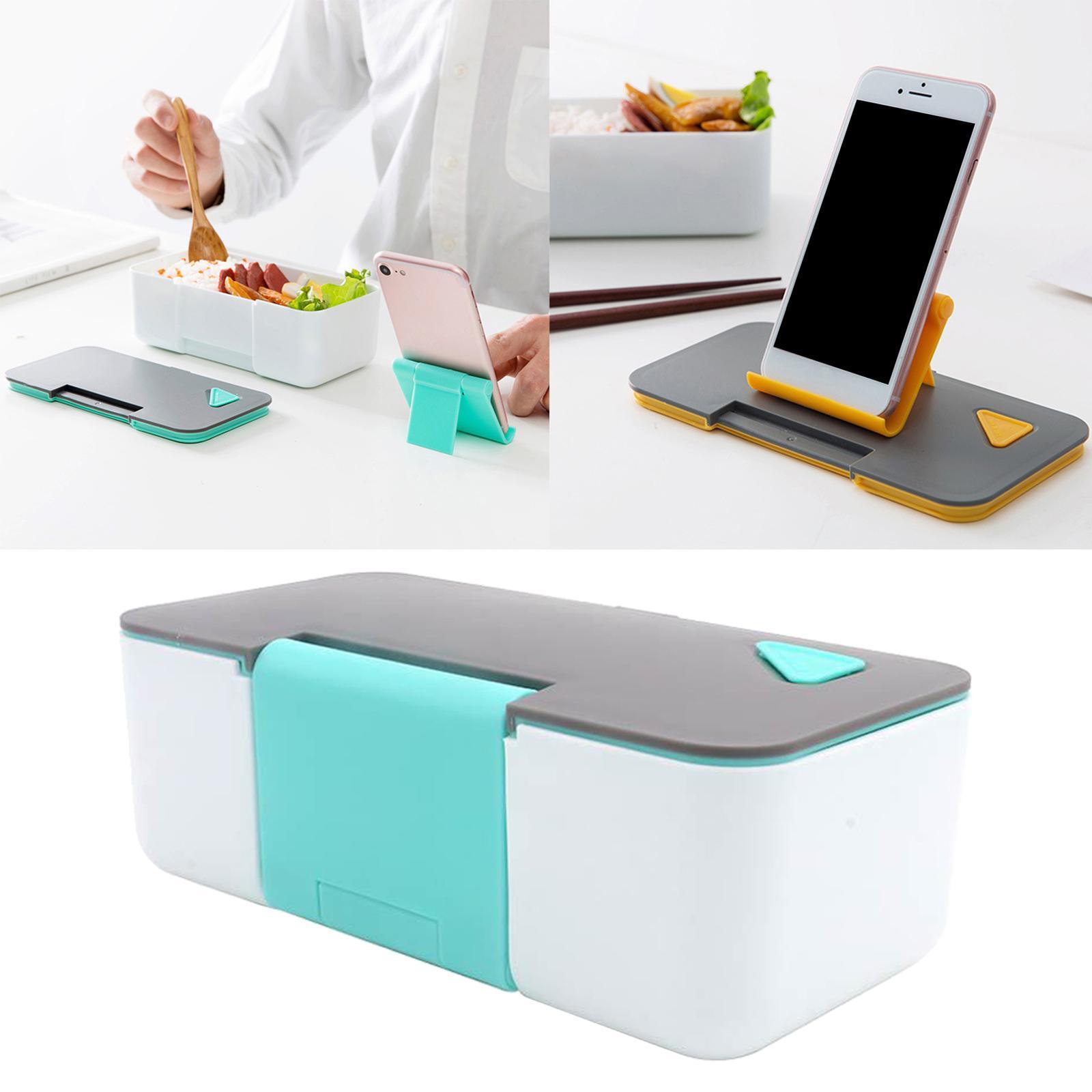 Japanese Lunch Box Creative with Mobile Phone Holder for Sushi Students Sky Blue
