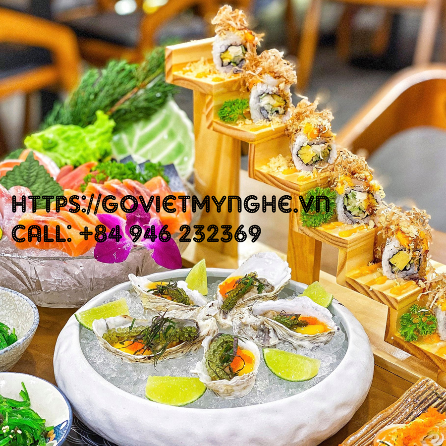 Khay Gỗ Bậc Thang Trang Trí Sushi - Sashimi Nhật Bản - 6 Tầng S