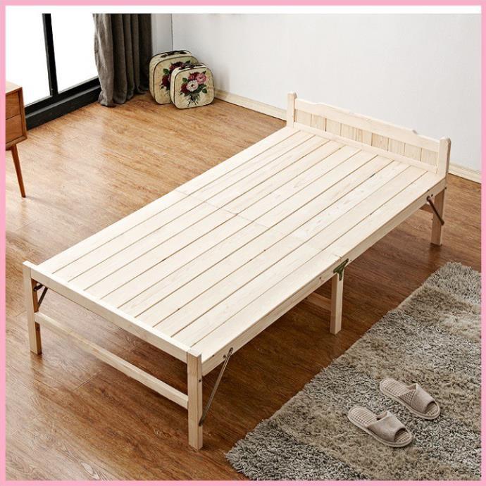 Giường gỗ thông gấp gọn 100x195cm tặng nệm gối - Giường xếp gỗ thông.