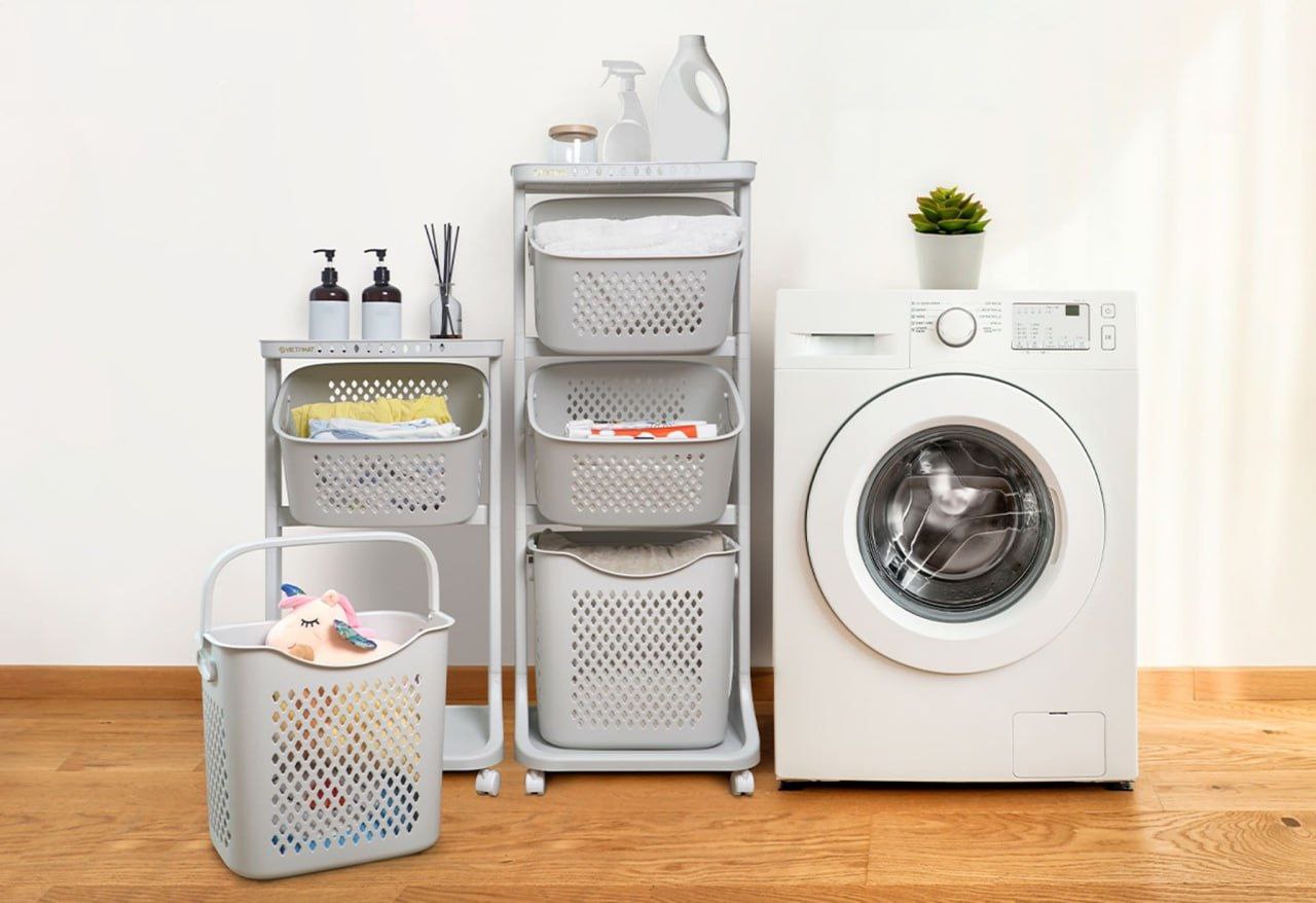 Kệ giỏ đựng đồ đa năng 2 T / 3 Tầng có bánh xe tiện lợi cao cấp