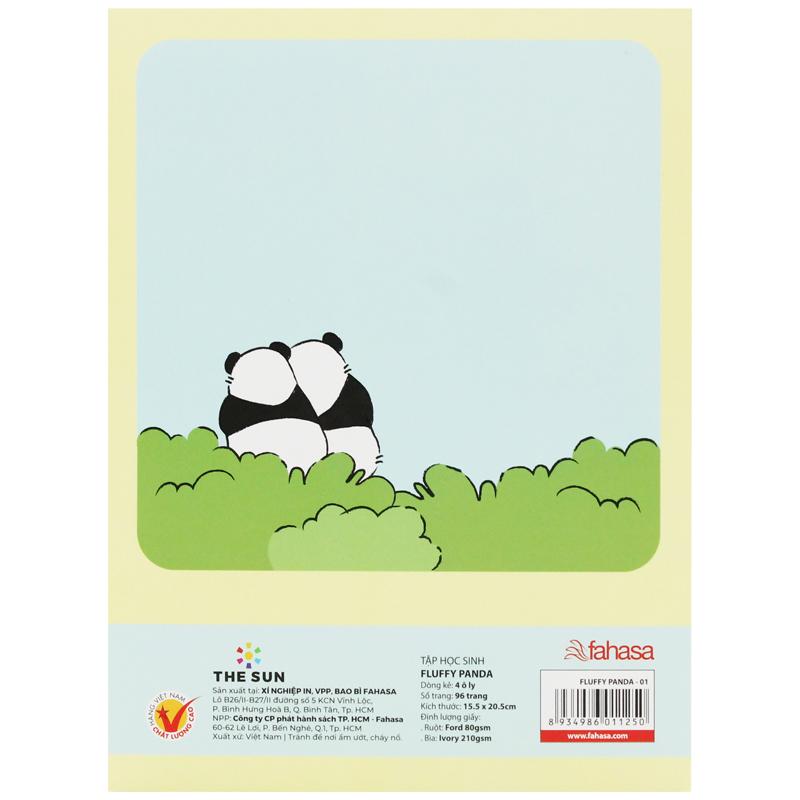 Combo 10 Tập Học Sinh Fluffy Panda - Miền Nam - 4 Ô Ly - 96 Trang 80gsm - The Sun 01 - The Sun 03 - Tặng Nhãn Vở Kèm Sticker