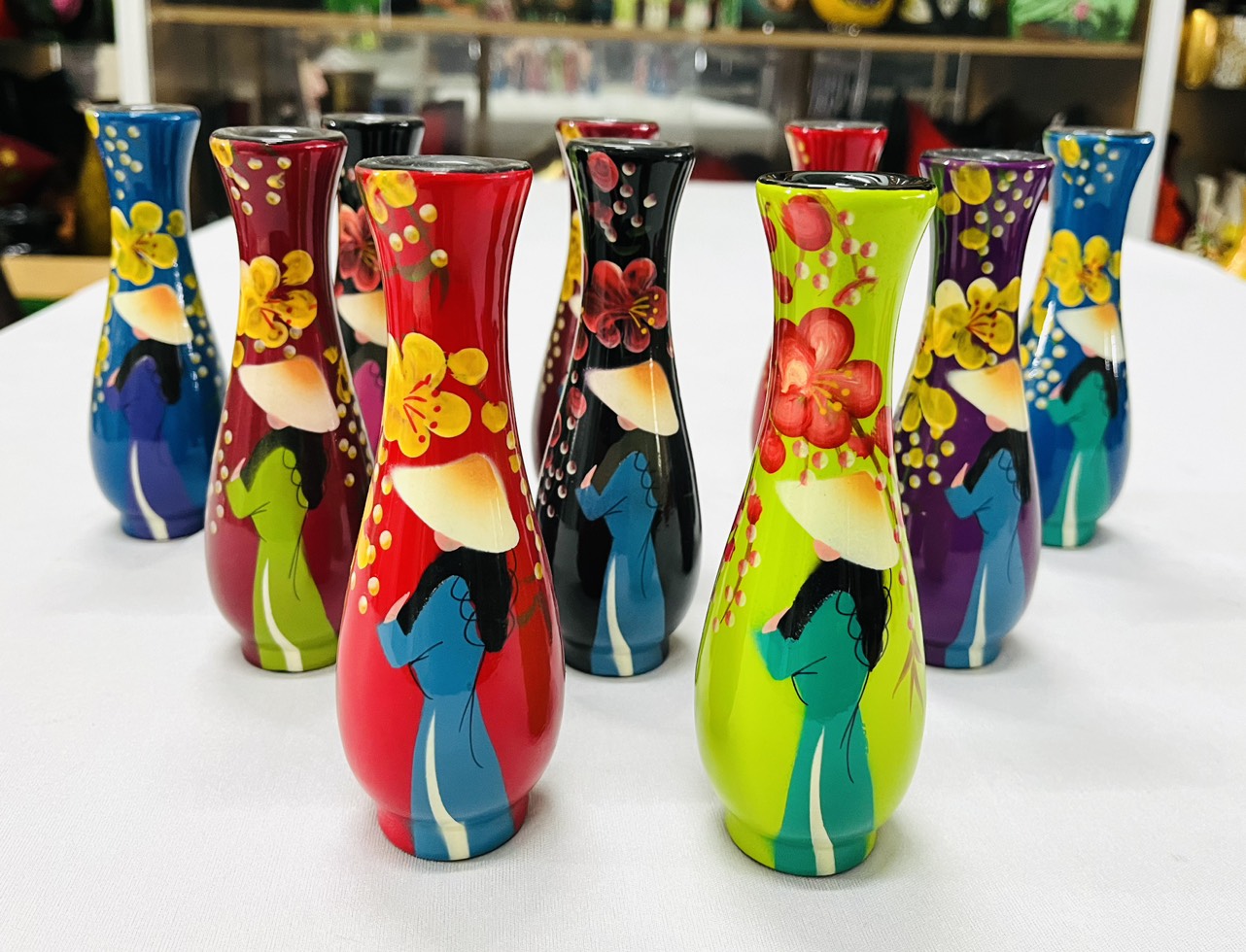 Bình Sơn Mài Nhí 14*5 cm Cao Cấp Thanh Bình Lê cắm hoa, trang trí kệ, bàn làm việc, quà tặng ý nghĩa