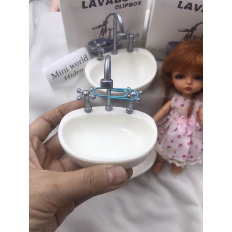 Mô hình Lavabo bồn rửa tay mini trang trí nhà búp bê Barbie tỉ lệ 1/6, 1/8, 1/12