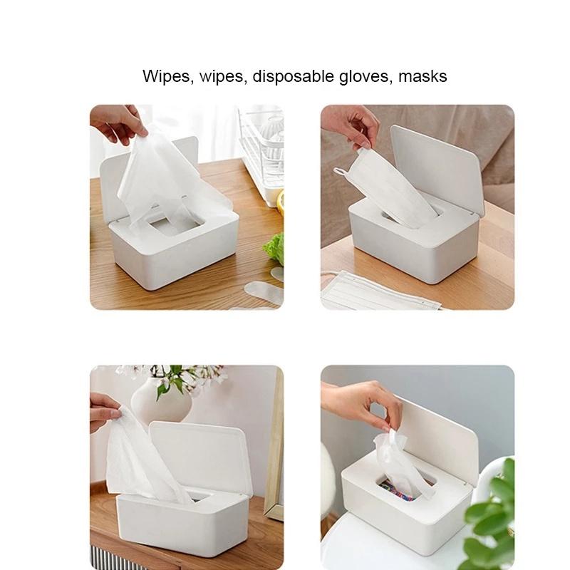 Wet Tissue Box Baby Wipes Paper Storage Box Dispenser Holder Household Plastic Dust-proof With Lid Organizer