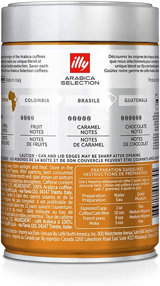 Cà phê hạt đã rang illy Coffee Arabica Original Ethiopia 250gr Whole Bean -  Tinh tế và thơm với hương hoa nhài nhẹ nhàng.