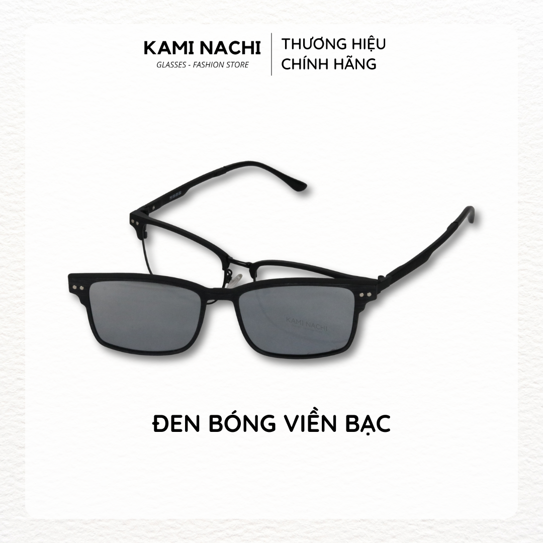 Gọng kính Clip On phiên bản Retro vuông đa năng, cắt được cận KAMI NACHI T8061