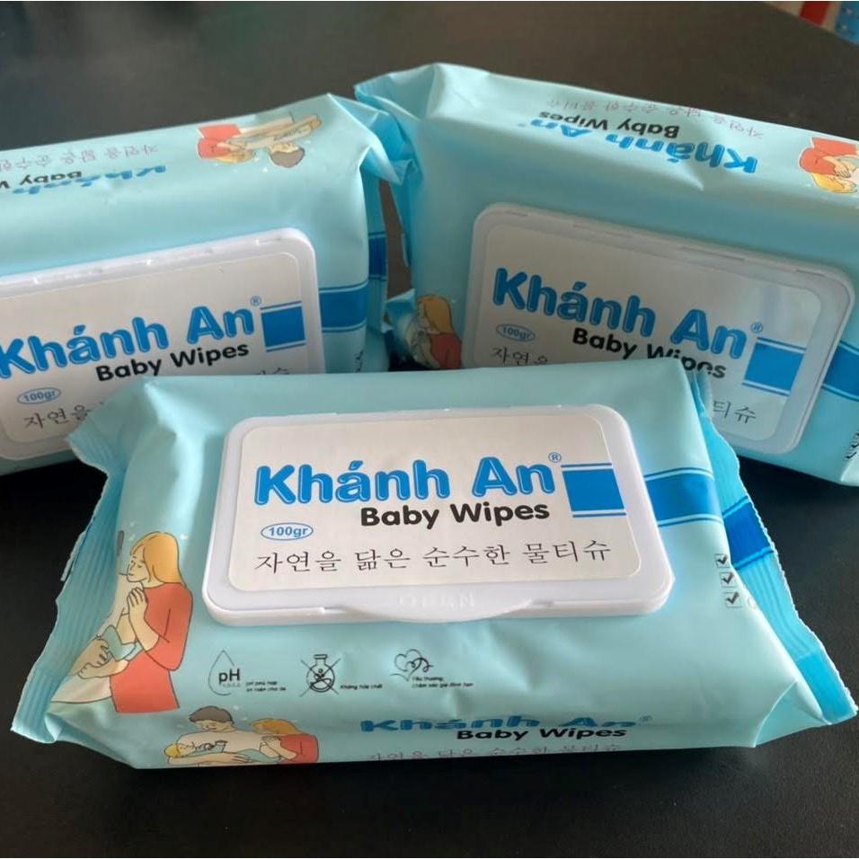 Khăn ướt BABY WIPES Khánh An mềm mại thơm mát cho da nhạy cảm trả làn da tươi mát đầy sức sống cho bé và cả nhà