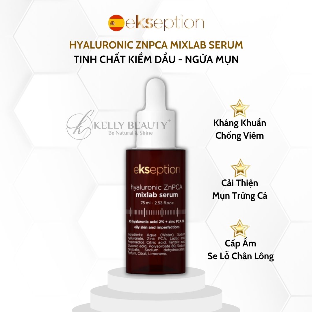 ekseption Hyaluronic ZnPCA mixlab serum - Tinh Chất Kiềm Dầu, Chống Viêm; Giảm Mụn Trứng Cá - Kelly Beauty