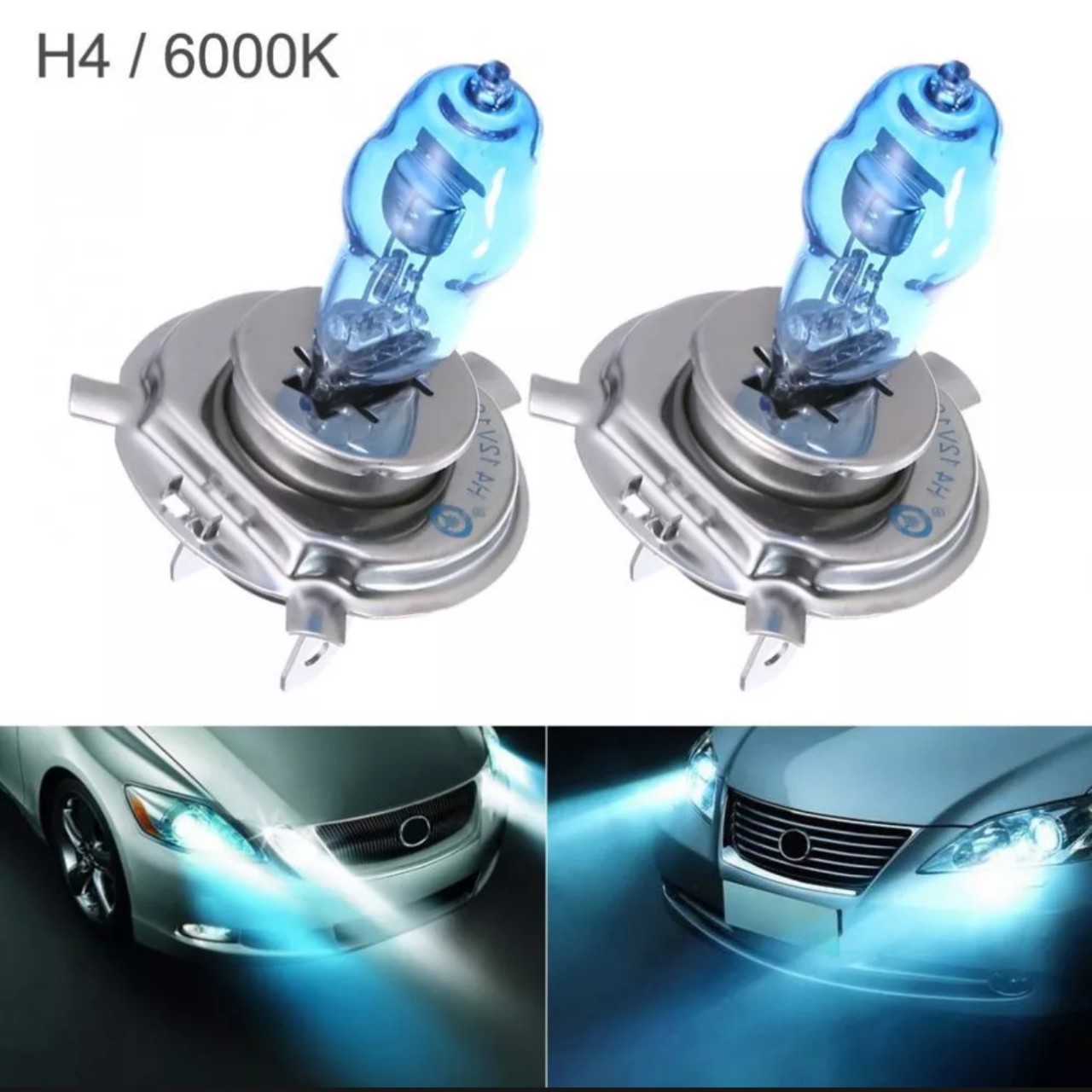 Bộ 2 bóng đèn pha Xenon ô tô xe máy H4 12V 100W 6000K HOD siêu sáng chiếu xa mạnh mẽ, phụ kiện xe hơi