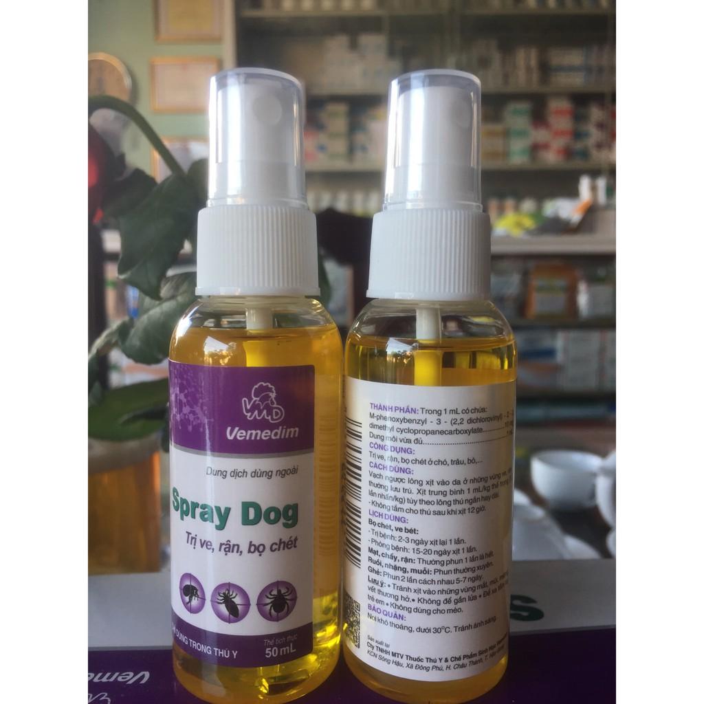 SPRAY DOG-DUNG DỊCH XỊT VE, RẬN, BỌ CHÉT 50ml