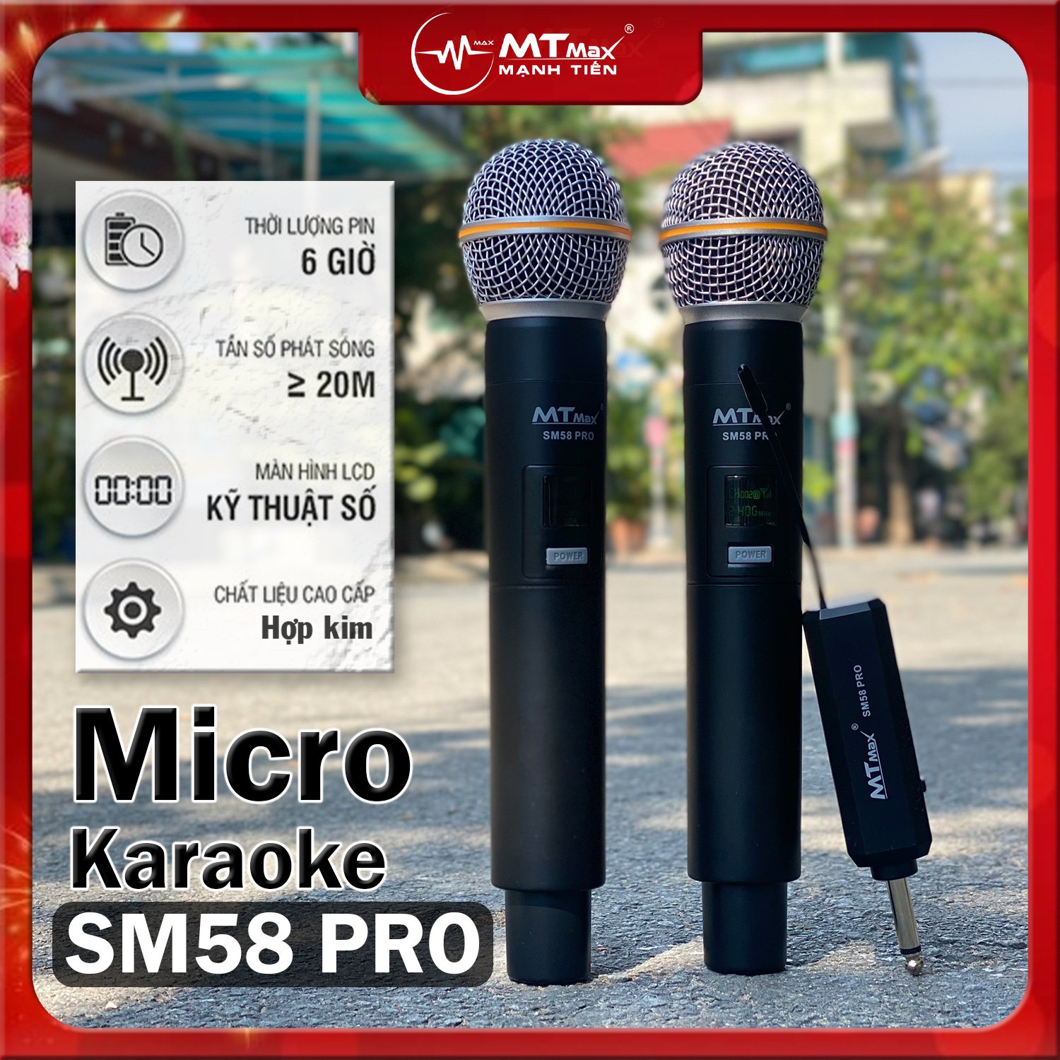 Micro Không Dây MTMAX SM58 PRO Cao Cấp 2 Mic Chuyên Dùng Cho karaoke gia đình, vui chơi hội họp, tiện dụng khi di chuyển sẳn sàn giúp bạn chinh phục mọi bài hát, giá tốt chất lượng cao