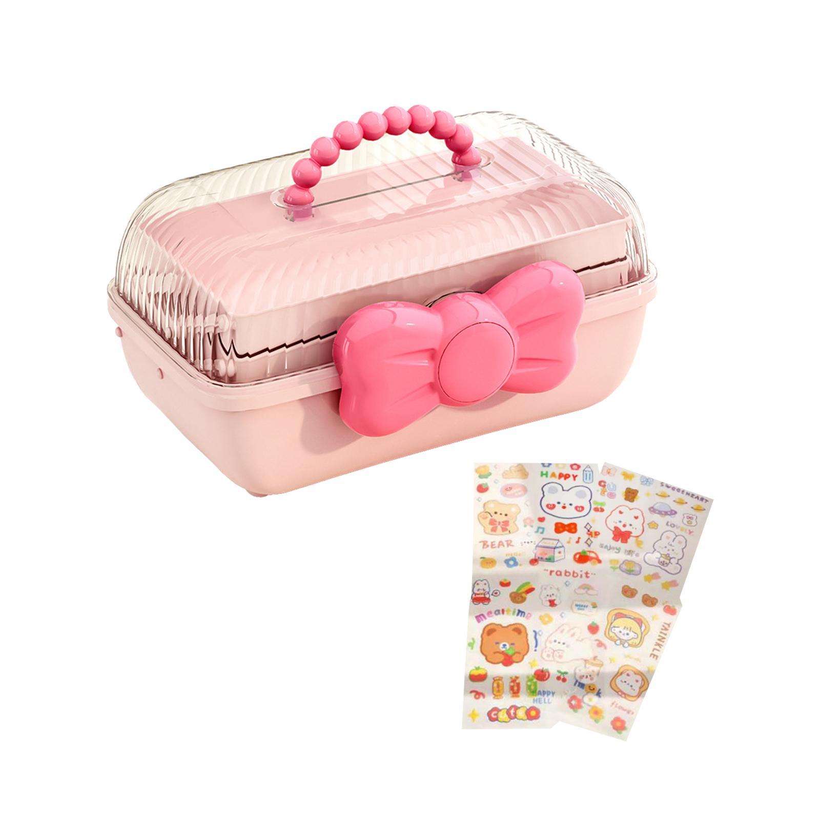 3 Layer Multipurpose Storage Box Hair Accessories Organizer for Girls, Portable Hair Bow Holder ,Cosmetics Supplies Storage Box for Hair Clips