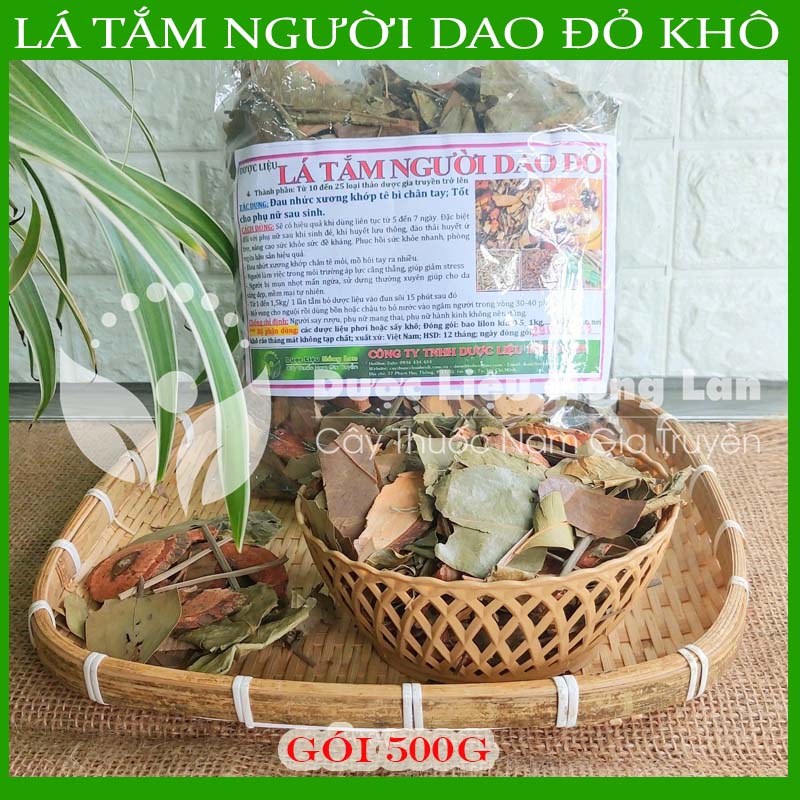 Lá Tắm Người Dao Đỏ khô sạch đóng gói 500gram