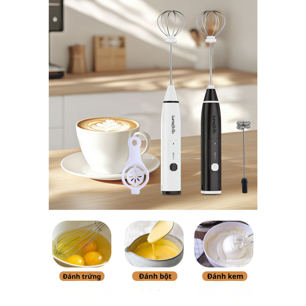 Máy đánh trứng, tạo bọt sữa cafe Lumabella LB-1772 thiết kế cầm tay cỡ nhỏ tiện dụng cho gia đình - DELIYA - HÀNG CHÍNH HÃNG