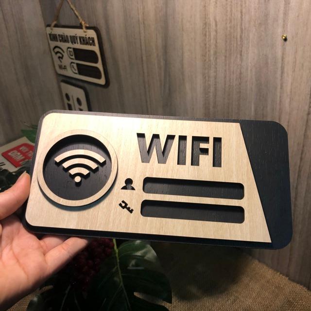 Bảng gỗ Wifi, Pass cắt laser 10x20cm dán tường bằng keo 2 mặt - Mẫu TW03