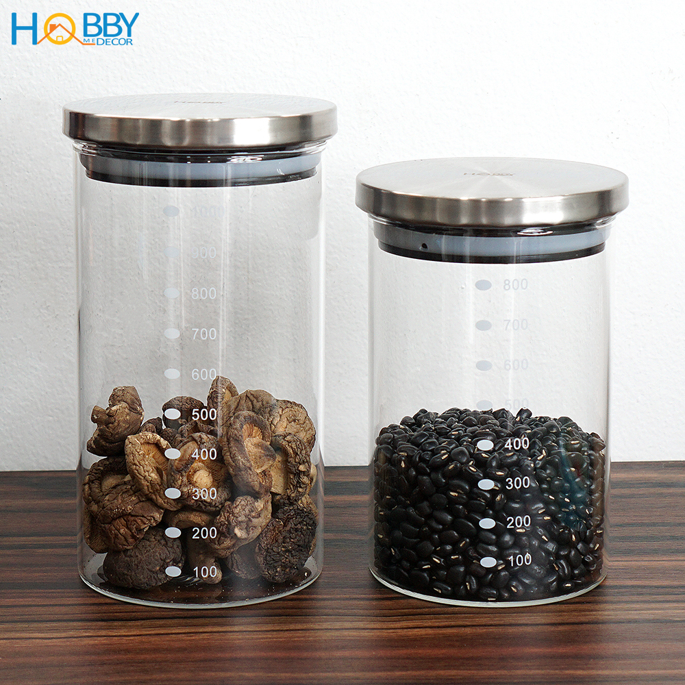 Hủ thủy tinh nắp Inox 304 kín ron HOBBY Home Decor TTI - dung tích 800 hoặc 1000ml tùy chọn