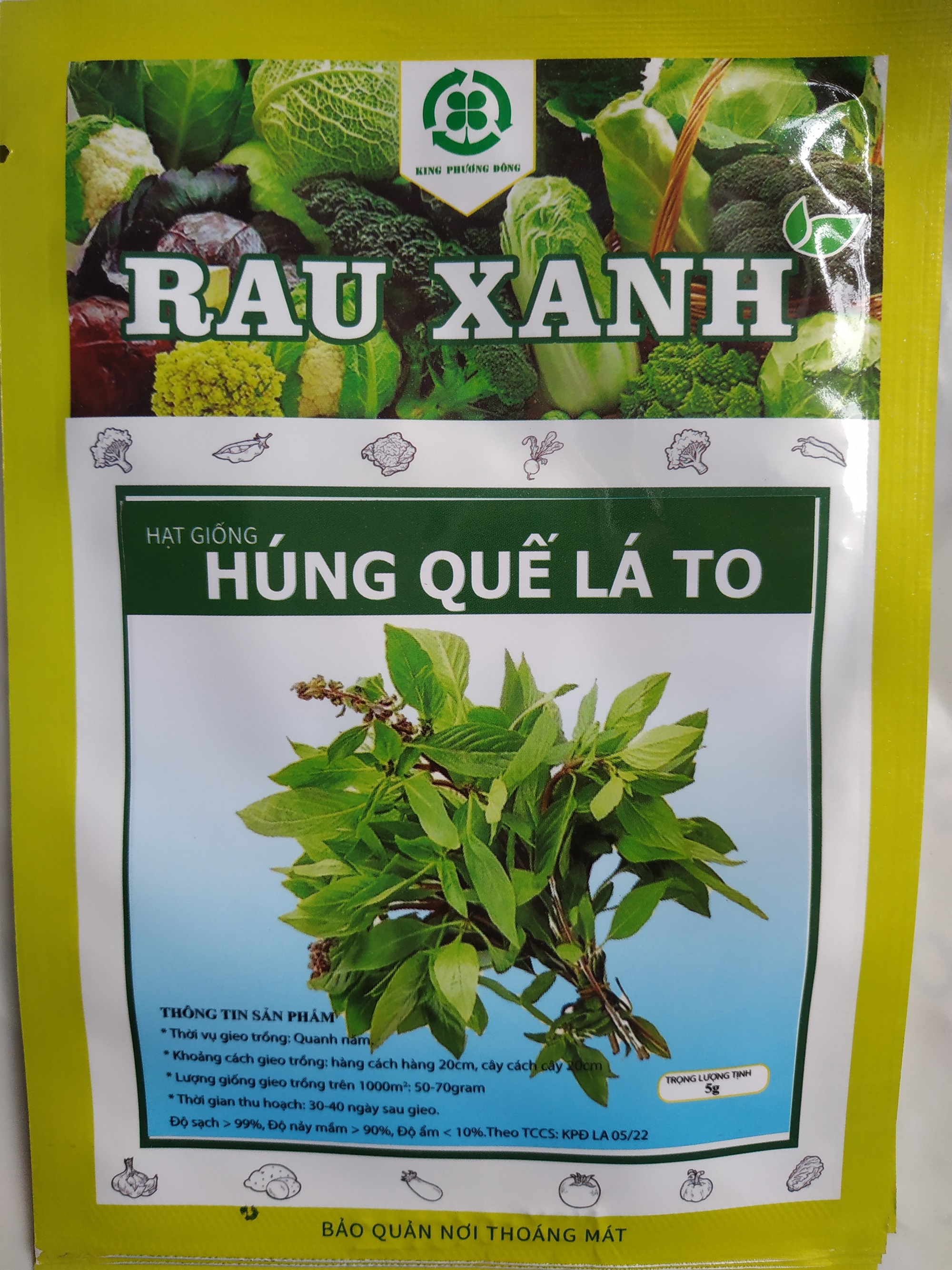 Hạt giống HÚNG QUẾ LÁ TO - gói 5 gram