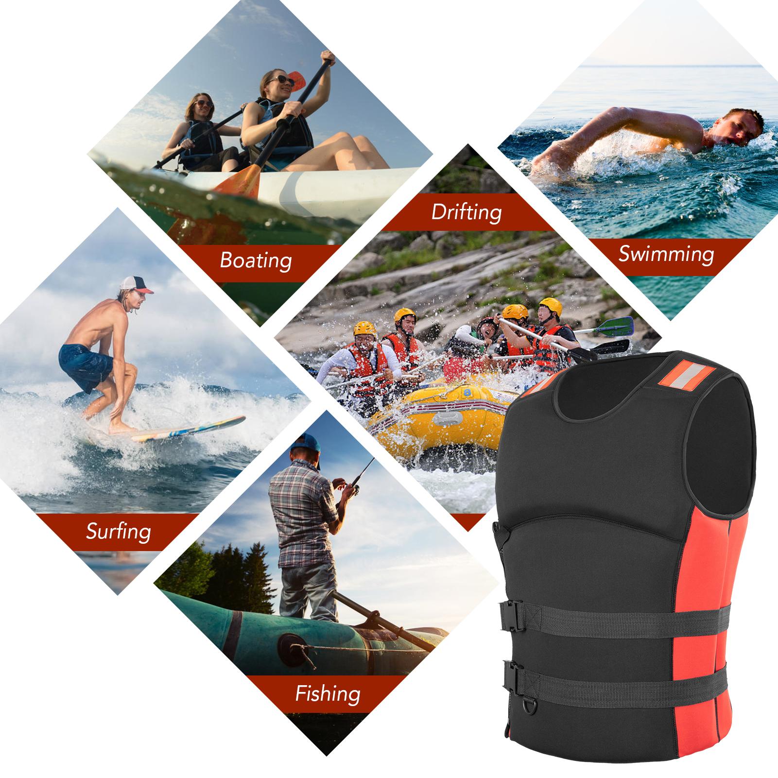 Áo phao Thể thao dưới nước bằng Vật liệu neoprene thoải mái với bọt EPE để nổi tốt.có dải phản quang, Đóng khóa kéo bên hông an toàn