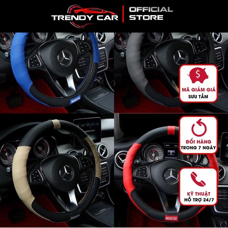 Bọc da vô lăng ô tô thể thao loại tốt bám tay thiết kế đẹp mắt phù hợp các loại xe phổ thông Nội thất Trendy Car
