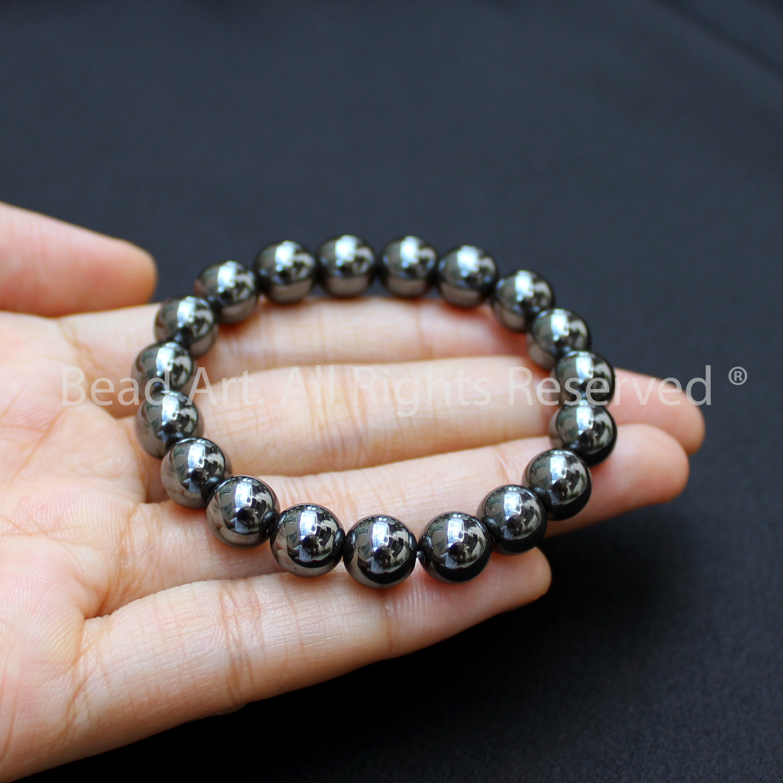 Vòng Tay 8MM Đá Hematite Màu Đen Tự Nhiên, Mệnh Thủy, Mộc, Vòng Tay Phong Thuỷ, Chuỗi Hạt - Bead Art