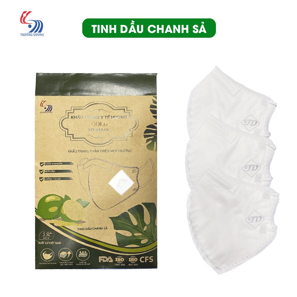 Khẩu trang y tế hương Chanh Sả Gold 3D Mask - Túi 5 cái