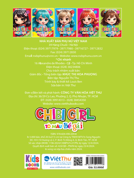 Sách - Chibi Girl Tinh Nghịch - Dán Hình và Tô Màu Bé Gái - Phát Triển IQ EQ CQ (VT)