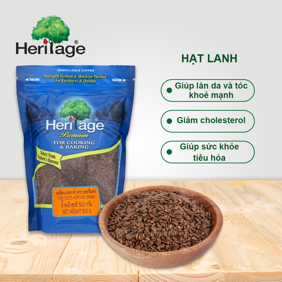 500g Hạt Lanh Heritage- Hạt dinh dưỡng vì sức khỏe