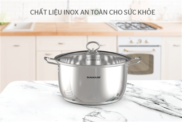 NỒI INOX 5 ĐÁY SUNHOUSE SHG788-16,20,24 -size 16,20,24cm