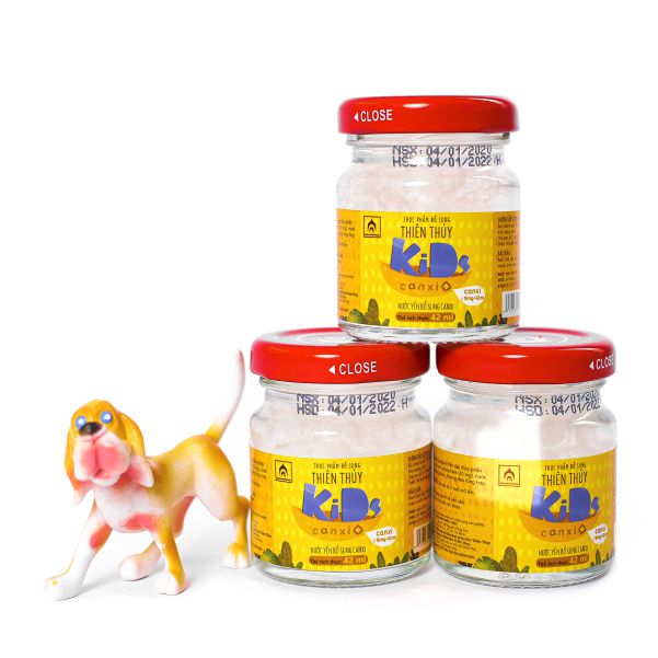 Nước Yến Sào Thiên Thủy Kids Canxi+ - Nhà Yến Nha Trang - Hộp 9 Lọ 42ml - Yến Kids - Tổ yến chưng sẵn dành cho trẻ em - Yến sào cho bé - Hàng Chính Hãng