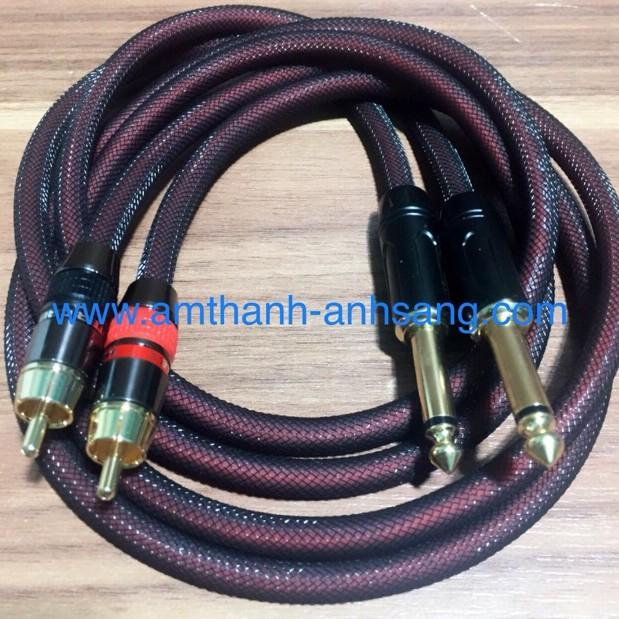 Dây rắc 6 ly ra av 02 dây tín hiệu âm thanh Jack hoa sen sang 6.5 ly