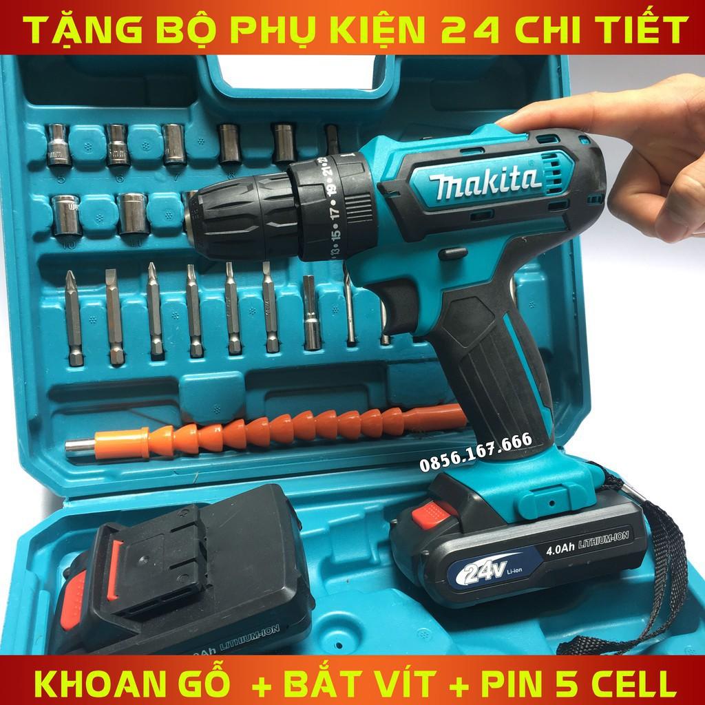 Máy Khoan Pin Bê Tông Bắt Vít MAKITA 24V - 3 chức năng- 2 Pin 4Ah - Khoan Sắt, Gỗ, Bắn Vít