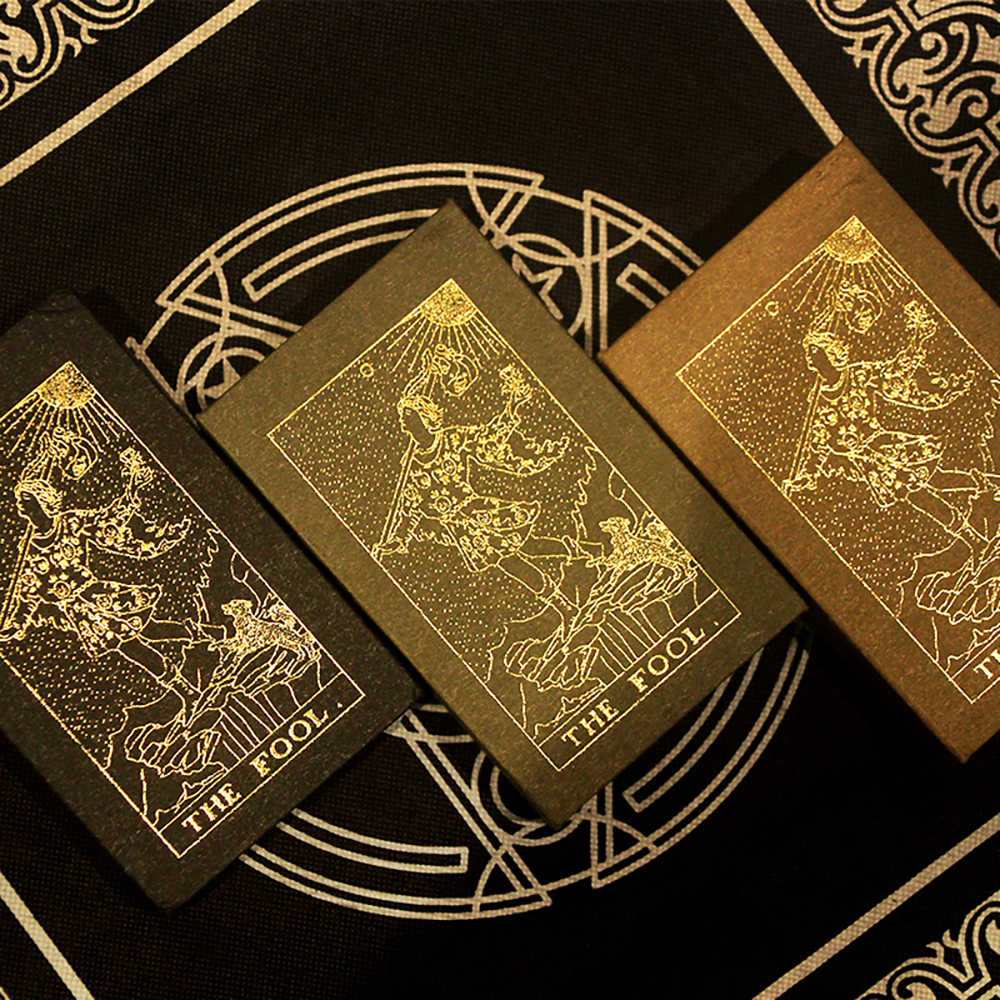 [Bài Nhựa Size Gốc] Bộ Bài Tarot Gold Foil Cao Cấp Waite Black Chất Liệu PVC Chống Nước  The Fool Hộp Cứng