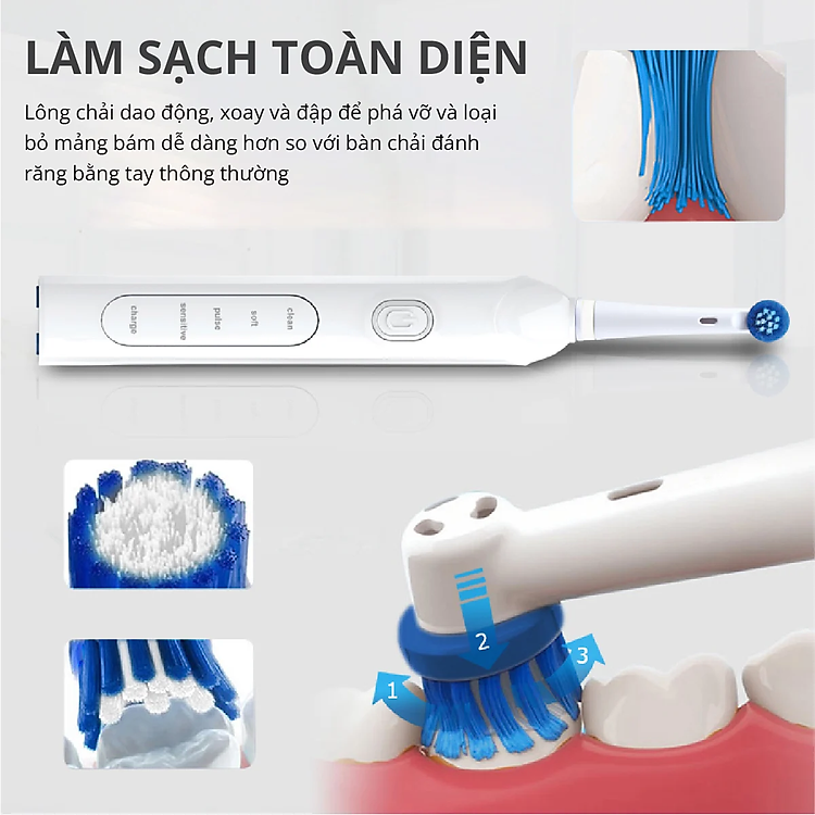 Bộ 4 đầu bàn chải điện Kachi MK-362 loại xoay tròn thay thế được Oral B