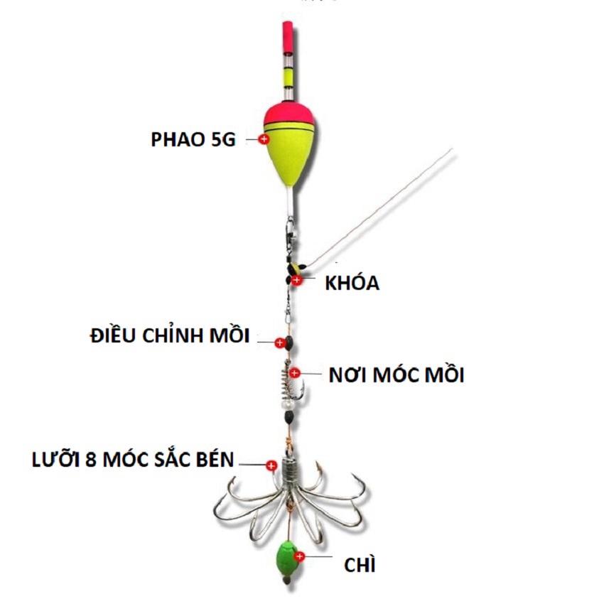 Lưỡi Câu Cá 8 Móc Siêu Nhạy Thiết Kế 2021 - Đồ Câu DHS