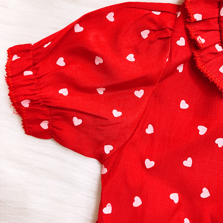 Váy đỏ chấm bi cho bé 8-23kg chất lụa mềm nhẹ mát phối cổ bèo cho bé thêm xinh yêu  – SD080