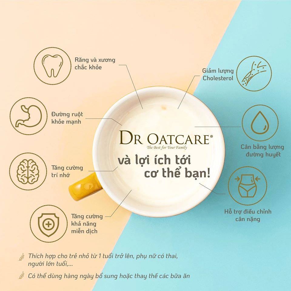 Bột dinh dưỡng ăn liền Dr Oatcare Dạng lon 850g -Sữa hạt nhập khẩu Singapore