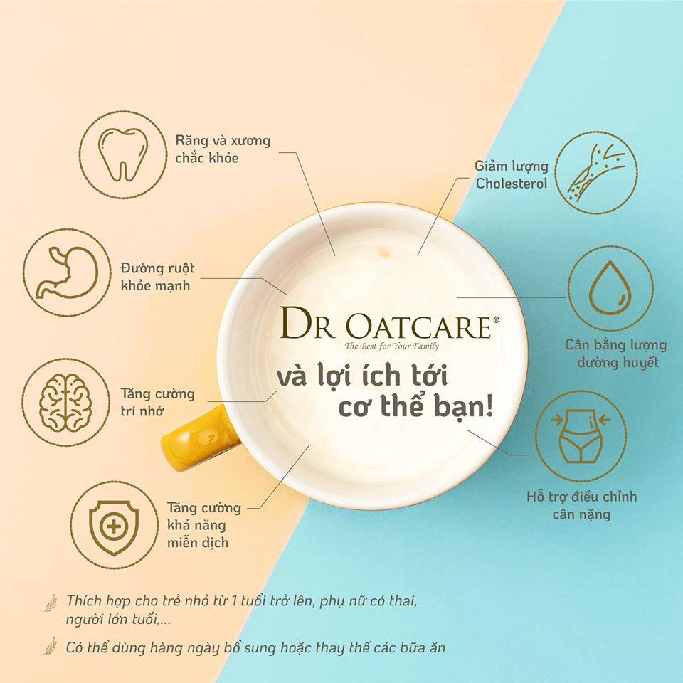 Bột dinh dưỡng ăn liền Dr Oatcare  Dạng lon 850g -Sữa hạt nhập khẩu Singapore