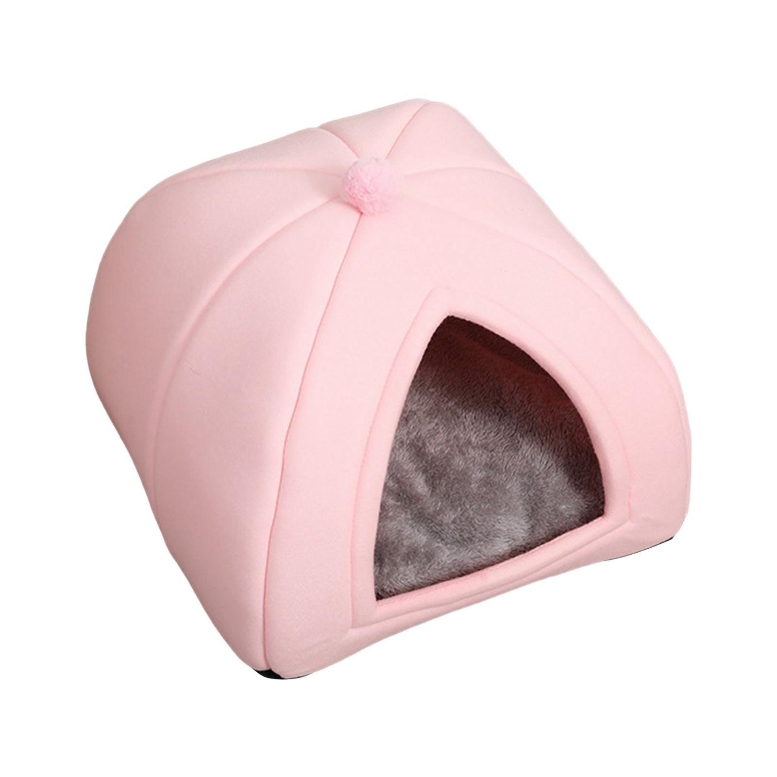 Plush Cave Pet Bed Dog Tent Hut Cozy Removable Washable Pad Cat Warm House for Kitten Sleeping Rabbit