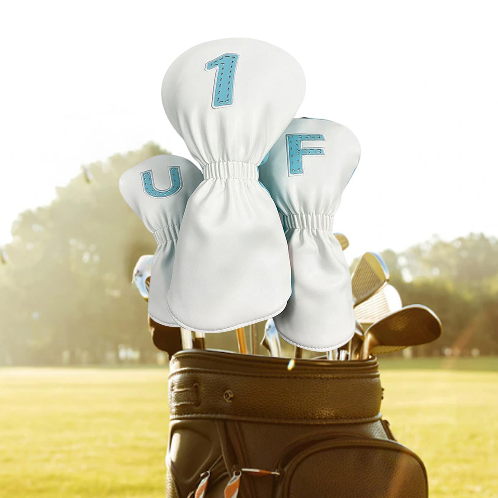 3Pcs PU Wood Golf Head Covers Men Women Universal Golf Club Head Covers