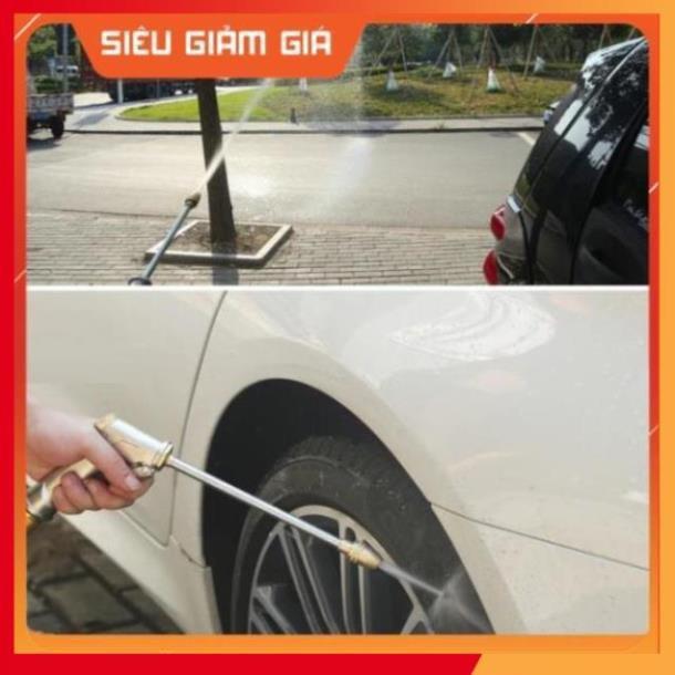 Bộ dây vòi xịt nước rửa xe, tưới cây . tăng áp 3 lần, loại 15m 206701 đầu đồng, cút,nối nhựa đen + tặng mở chai