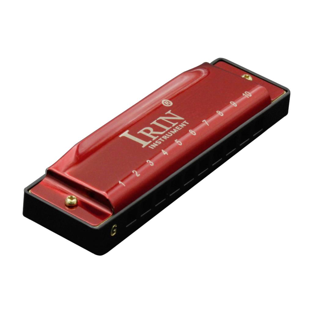 10 Hole 20 Tone Tremolo Harmonica G Key with Portable Case & Cleaning Cloth