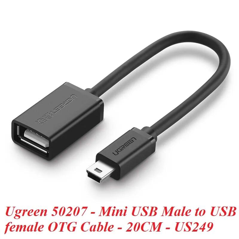 Ugreen UG50207US249TK 20CM màu Đen Cáp chuyển đổi MINI USB sang USB âm hỗ trợ OTG - HÀNG CHÍNH HÃNG