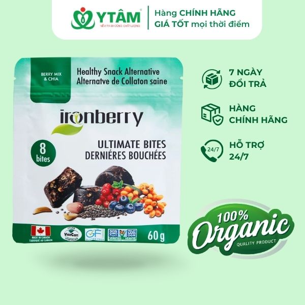 Hình ảnh Bánh năng lượng berry mix hạt chia IRONBERRY snacks ăn vặt ăn sáng healthy eat clean, thuần chay, nhập khẩu 100% Canada