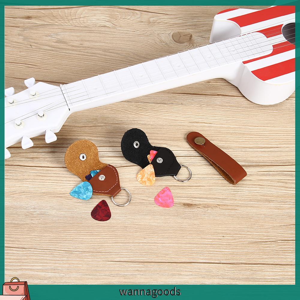 1 Bộ Móc Khóa Bao Da Đựng Miếng Gảy Đàn Guitar