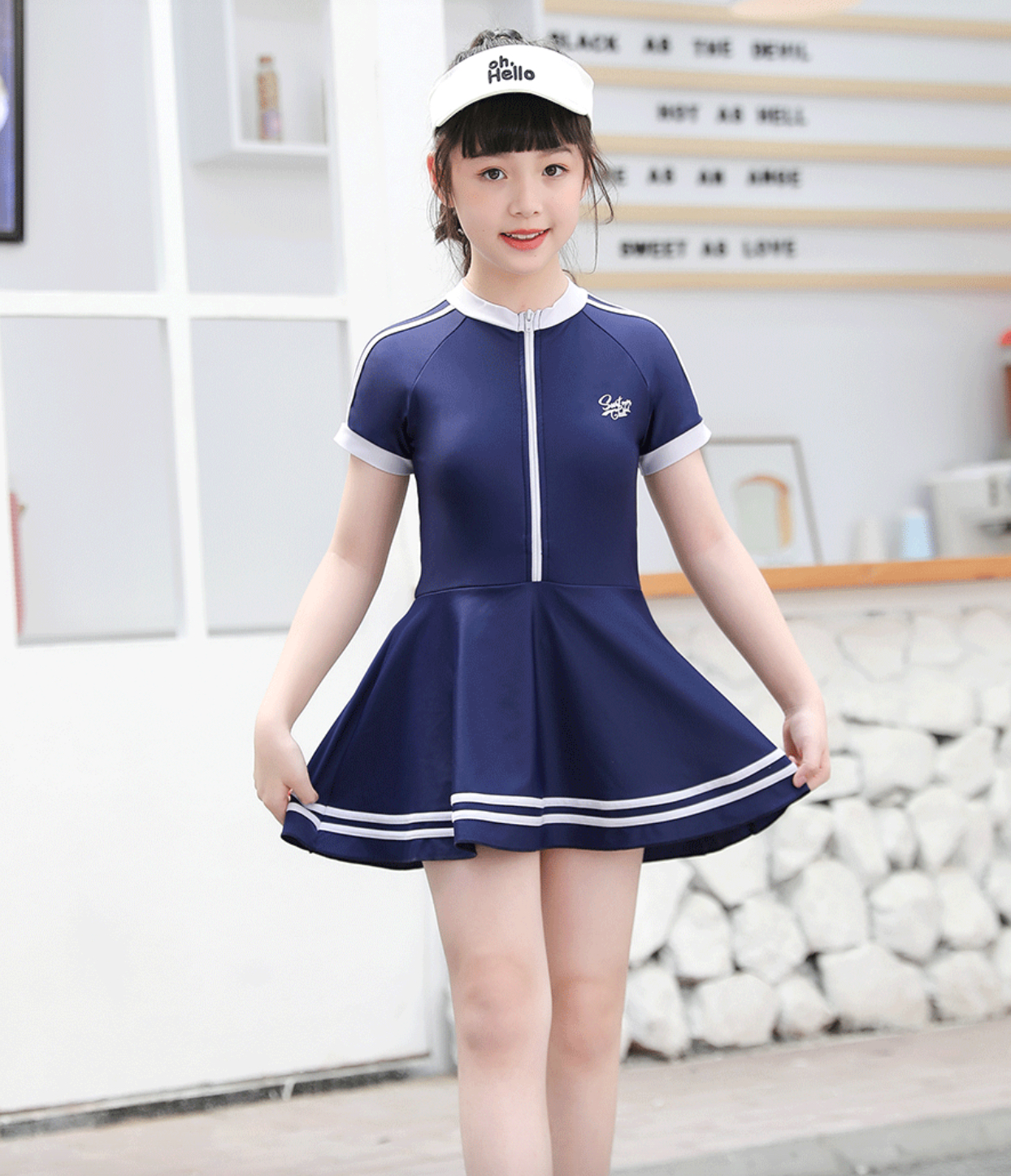 Bộ đồ bơi cho bé gái học sinh, thiếu niên hai mảnh dáng thể thao 8 -19 tuổi - B 52