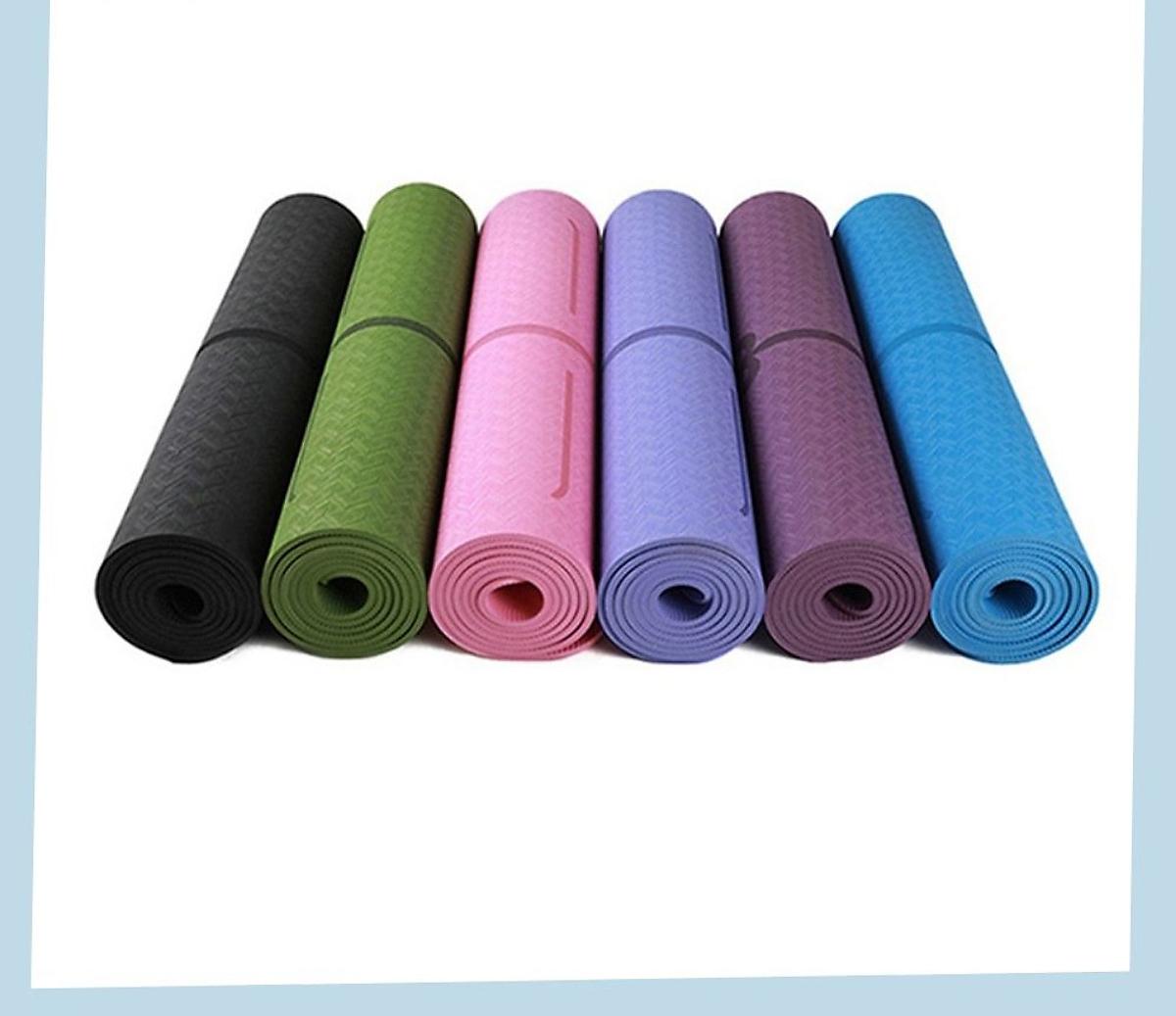 Thảm Tập Yoga Định Tuyến TPE 2 Lớp Cao Su Non + Bao Đựng Và Dây Buộc Thảm Tập Yoga - Rèn Luyện Sức Khoẻ - 8MM: 183*60cm